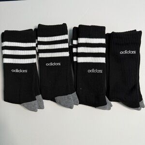 Adidas Black and Gray Athletic Crew Socks